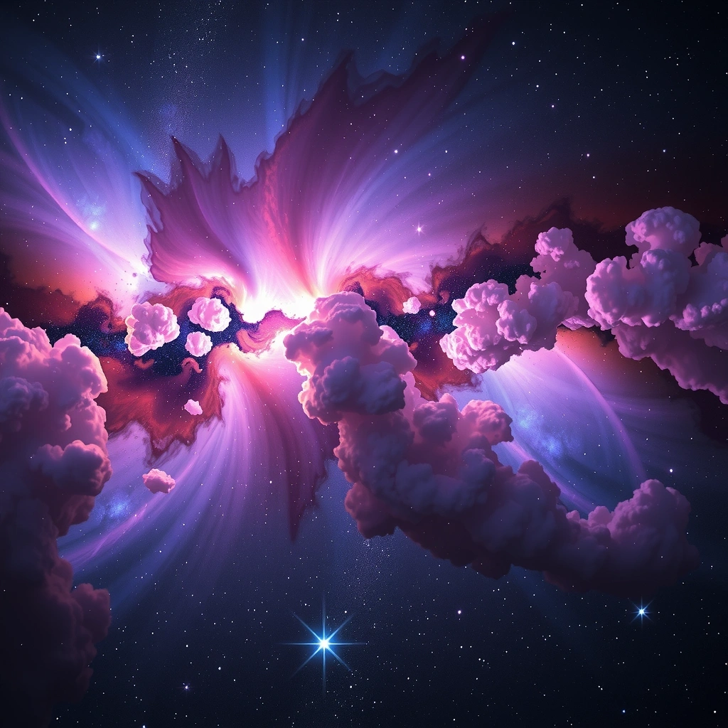 Galactic cosmic background with nebula and stars